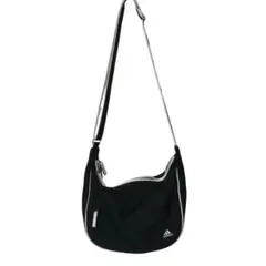 アディダス　ショルダーバッグ　ブラック×ホワイト　刺繍ロゴ　サイド3本ライン