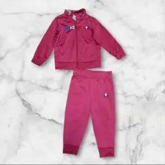 アディダス　子供用ジャージ上下セット　ピンク　90Cm　ジップパーカー　ズボンのサムネイル
