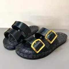 新品未使用級　sensi センシ　サンダル　ゴールドバックル　オールブラック