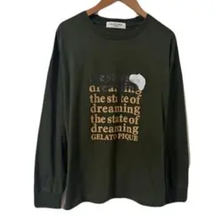 ジェラートピケオム メンズ ロゴプリント 長袖Tシャツ カーキ Mサイズのサムネイル