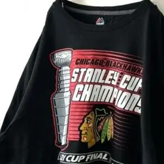 マジェスティック NHLシカゴブラックホークス Tシャツ 2XL ブラック古着