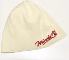 ＊ ミニーマウス 刺繍白ニット帽 オフホワイト disneyディズニー ビーニー