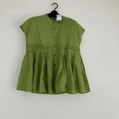 ウエストギャザー 半袖ブラウス グリーンシマダジュンコのサムネイル