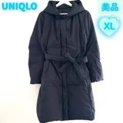 상태좋음 UNIQLO ユニクロ ダウンコート ロング ブラック XL ベルト