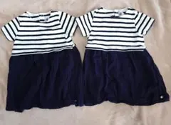 お値下げ！2着セット】プチバトー petit bateau 半袖ワンピ 81cm