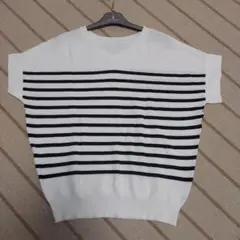 UNTITLED ストライプ Vネック 半袖ニット