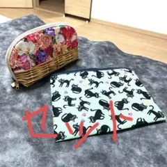 ハンドメイドポーチ　ファスナーポーチ　セット売り　小物入れ　猫柄　花柄