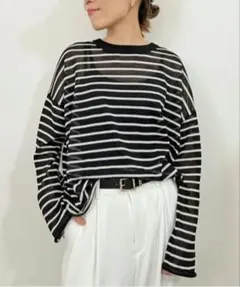 カットソー(長袖/七分) L'Appartement Border Sheer Knit 2026年最新】L'Appartement 柄・デザイン：ボーダー レディース 長袖 T