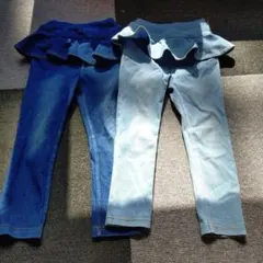 フリル付きデニム風レギンス2点セット