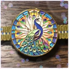 【特価】アンティーク 七色 孔雀帯留め ∧( 'Θ' )໒꒱リング台座デザイン