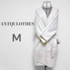 ロングコート　グレー　M シンプル　ウエストベルト付き