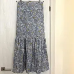 ウエストゴム　美品　レトロガール　花柄　スカート　ロングスカート