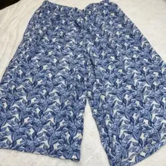 青 白 葉柄 ステテコ UNIQLO ルームウェア リラコ