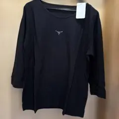 Lサイズ 綿100% ストーン装飾 七分袖カットソー