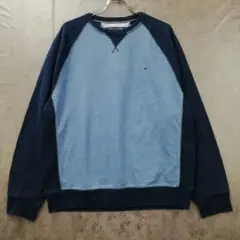 トミーヒルフィガー スウェット ラグラン 長袖 バイカラー XL【5645】