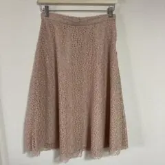 ZARA BASIC ピンクベージュ レース フレアスカート Mのサムネイル