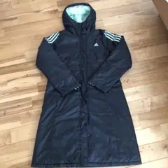 adidas ネイビー×ミント　ベンチコート　ロングコート　レディースM
