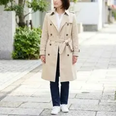 G5242*ナチュラルビューティーベーシック☆トレンチコート☆ベージュ☆綿☆M