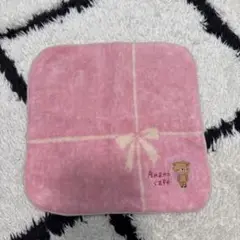 美品　Anan café リボンとクマのハンカチ　可愛いハンカチ　くまハンカチ