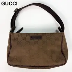 GUCCI ショルダーバッグ ポーチ ミニバッグ　GGキャンバス 光沢ブラウン