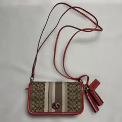 未使用級》COACH コーチ ショルダーバッグ シグネチャー ボルドー 袋付 