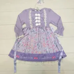 エコネコ、しまむら、コラボ、110cm、ラベンダー、ワンピース、レース、リボンのサムネイル