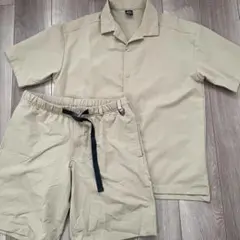 WORKMAN シアサッカー ストレッチ 半袖 セットアップ ベージュ L