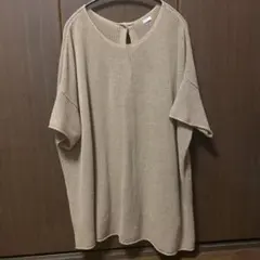 ichi ベージュ オーバーサイズニット 半袖