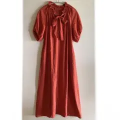 ナノユニバース フレンチリネンボウタイワンピース オレンジ S