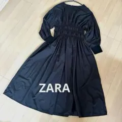 ZARA 長袖薄手ロングワンピース　ブラック