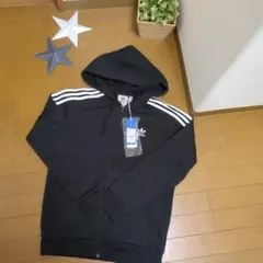 アディダス adidas トレフォイルロゴ フルジップパーカー S 黒 新品