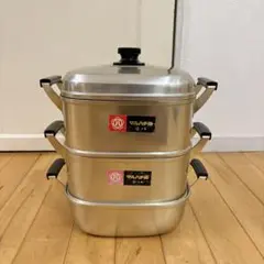 日本アルミ ツルマル印 角型蒸し器 3段 24㎝ 新品/未使用 日本製
