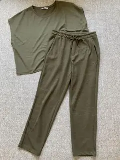 ZARA BASIC ザラ　セットアップ トップスL／パンツS カーキ