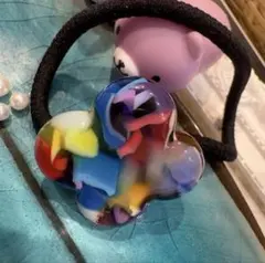 特価一点★⭐︎ヘアゴム451E大理石柄分厚いアセテート素材幸せの四つ葉ヘアゴム高級