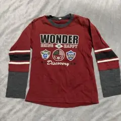 長袖Tシャツ ワインレッド カレッジ風デザイン
