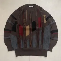 【美品】3Dニット 立体デザインニット レトロ グランパコア ヴィンテージ LL