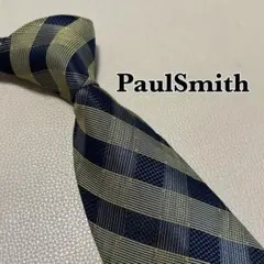 ポールスミス ネクタイ　ストライプ　ビジネス　スーツ　ネイビー　ハイブランド