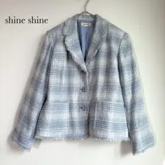 shineshine ジャケット チェック 【ライトブルー】 フリンジ 入学式