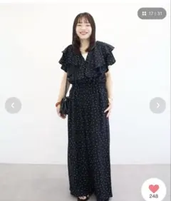 Green Parks 衿フリルオールインワン　グリーンパークス　ドット　水玉のサムネイル