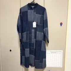 今日だけ価格。新品。セポインディゴブルーのスタンドカラーデザインロングワンピース