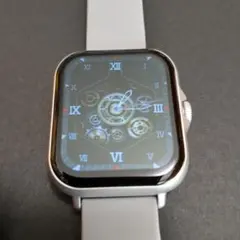 グレー スクエア型スマートウォッチ 本体 充電ケーブル付き