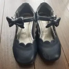 リボン付き　スカラップ　エッジ　デザインネイビー　フォーマルシューズ　 17.0