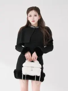 Darich ビジューケープニットミニワンピース