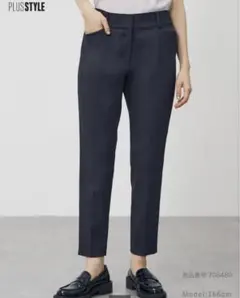 PLST リネンブレンドスティックパンツ ネイビー　ブラック S