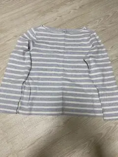 UNIQLO グレー・ホワイト ボーダー M Tシャツ