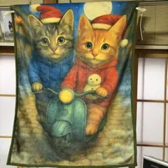 猫柄 ひざ掛け 裏ボア