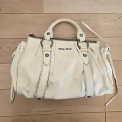 ☆Miu Miu☆アイボリー レザー ハンドバッグ