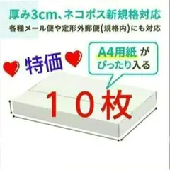 177 白 NEWネコポス 厚さ3cm に最適なA4ダンボール箱 10枚セット