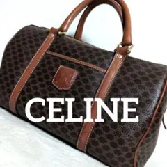 ei10 CELINE レザー ボストンバッグ トリオンフロゴ マカダム 総柄