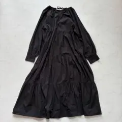 jouetie ティアードワンピース ロング 黒 M（F596）